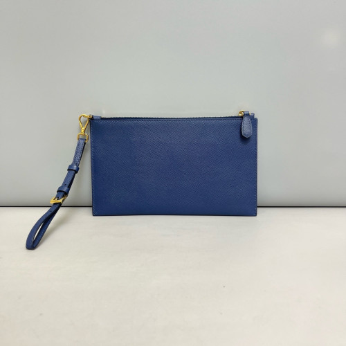 Prada Clutch Saffiano Calfskin Blue