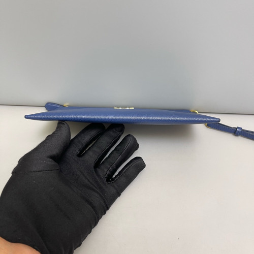 Prada Clutch Saffiano Calfskin Blue