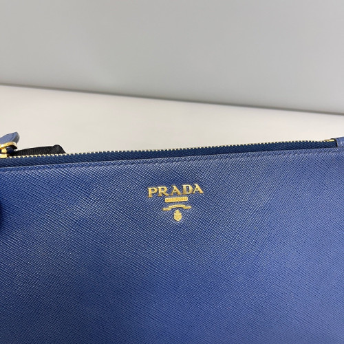 Prada Clutch Saffiano Calfskin Blue