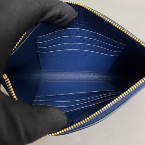 Prada Clutch Saffiano Calfskin Blue