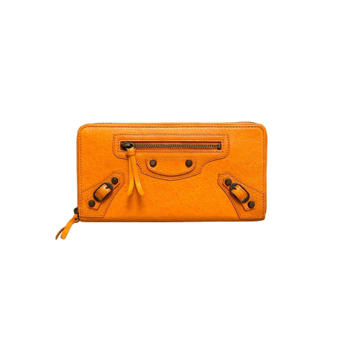 Balenciaga Studded Continental Wallet Arena Lambskin Orange