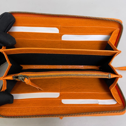 Balenciaga Studded Continental Wallet Arena Lambskin Orange