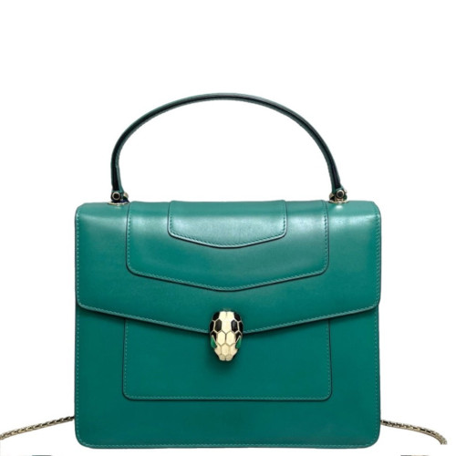 Bvlgari Large Serpenti Forever Top Handle Bag Calfskin Green