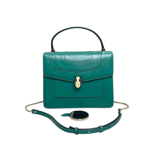 Bvlgari Large Serpenti Forever Top Handle Bag Calfskin Green