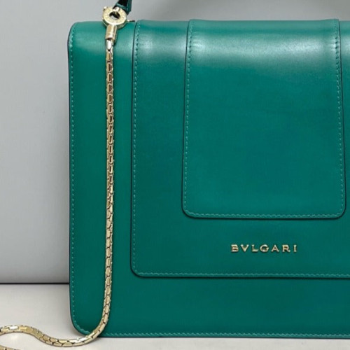 Bvlgari Large Serpenti Forever Top Handle Bag Calfskin Green