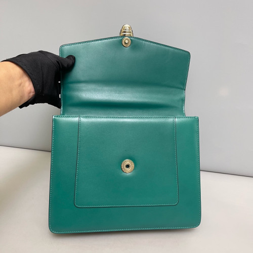 Bvlgari Large Serpenti Forever Top Handle Bag Calfskin Green