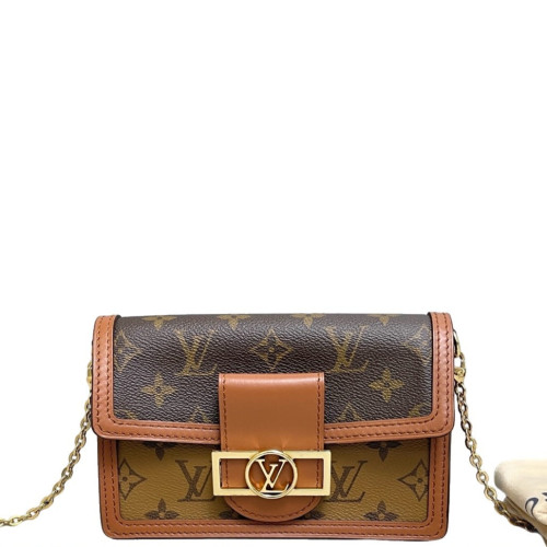 Louis Vuitton Dauphine Chain Wallet Monogram Reverse Monogram Brown