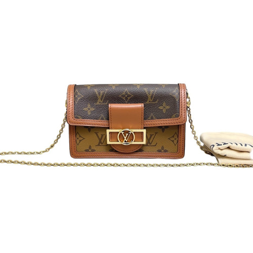 Louis Vuitton Dauphine Chain Wallet Monogram Reverse Monogram Brown