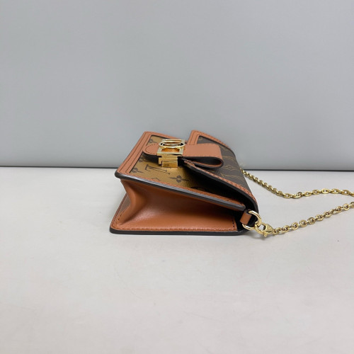 Louis Vuitton Dauphine Chain Wallet Monogram Reverse Monogram Brown