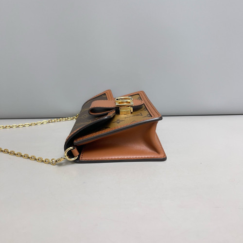 Louis Vuitton Dauphine Chain Wallet Monogram Reverse Monogram Brown
