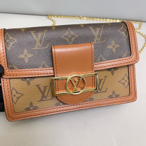 Louis Vuitton Dauphine Chain Wallet Monogram Reverse Monogram Brown