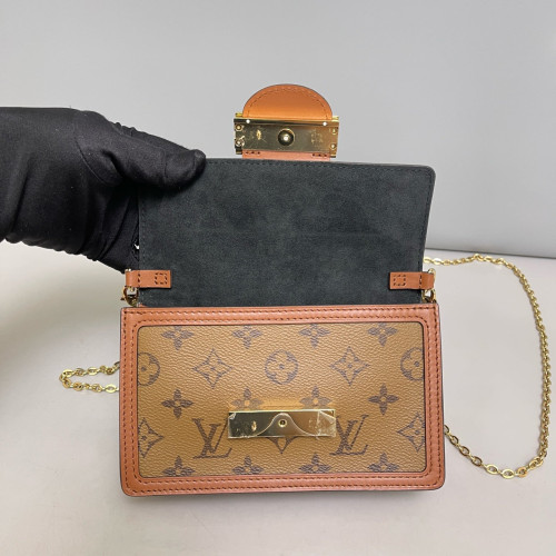 Louis Vuitton Dauphine Chain Wallet Monogram Reverse Monogram Brown