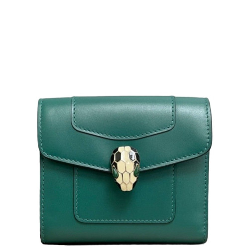 Bvlgari Serpenti Forever Trifold Wallet Calfskin Green