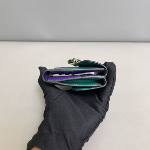 Bvlgari Serpenti Forever Trifold Wallet Calfskin Green