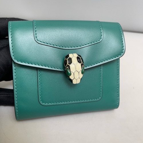 Bvlgari Serpenti Forever Trifold Wallet Calfskin Green