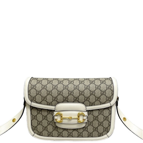 Gucci Medium Horsebit 1955 GG Supreme Monogram White Beige