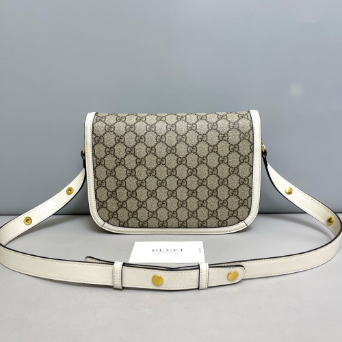 Gucci Medium Horsebit 1955 GG Supreme Monogram White Beige