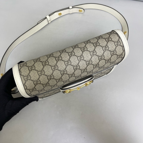 Gucci Medium Horsebit 1955 GG Supreme Monogram White Beige