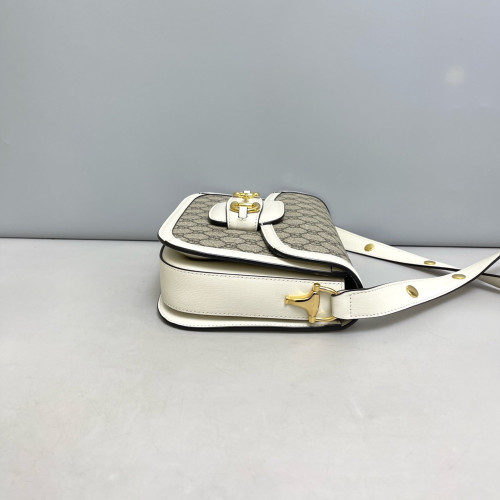Gucci Medium Horsebit 1955 GG Supreme Monogram White Beige