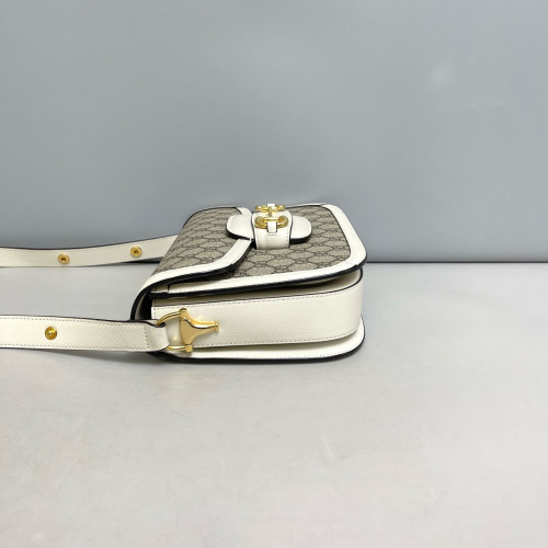 Gucci Medium Horsebit 1955 GG Supreme Monogram White Beige