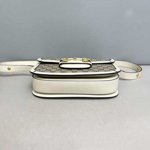 Gucci Medium Horsebit 1955 GG Supreme Monogram White Beige