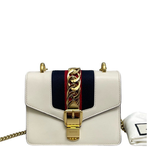 Gucci Mini Sylvie Shoulder Bag Calfskin White