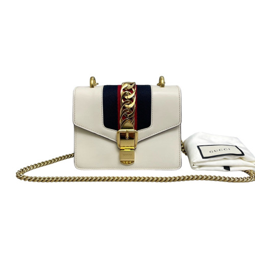 Gucci Mini Sylvie Shoulder Bag Calfskin White