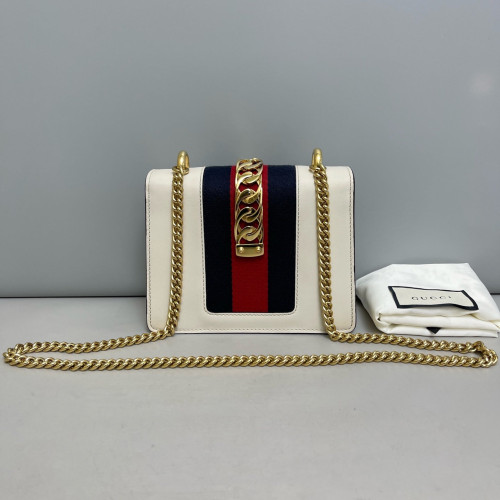 Gucci Mini Sylvie Shoulder Bag Calfskin White