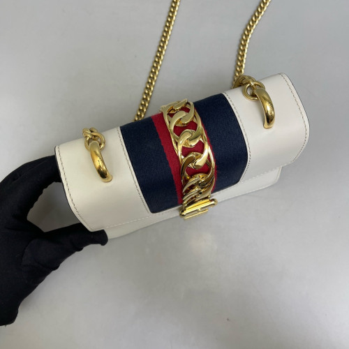 Gucci Mini Sylvie Shoulder Bag Calfskin White