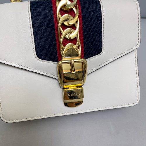 Gucci Mini Sylvie Shoulder Bag Calfskin White