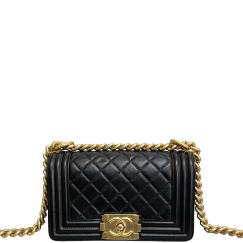 Chanel Quilted Mini Boy Flap Grained Calfskin Black