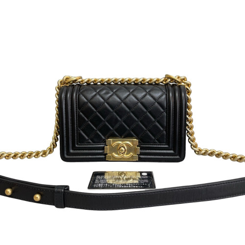 Chanel Quilted Mini Boy Flap Grained Calfskin Black