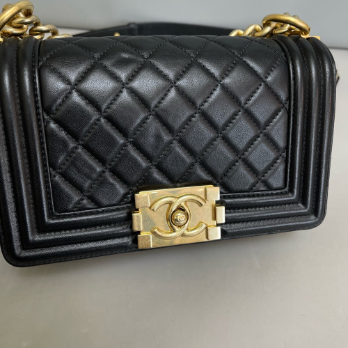 Chanel Quilted Mini Boy Flap Grained Calfskin Black