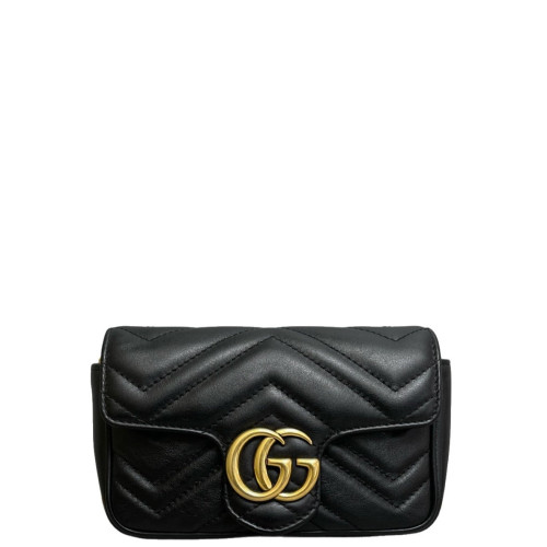 Gucci Matelasse Super Mini GG Marmont Calfskin Black