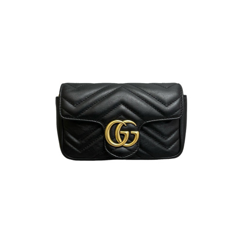 Gucci Matelasse Super Mini GG Marmont Calfskin Black