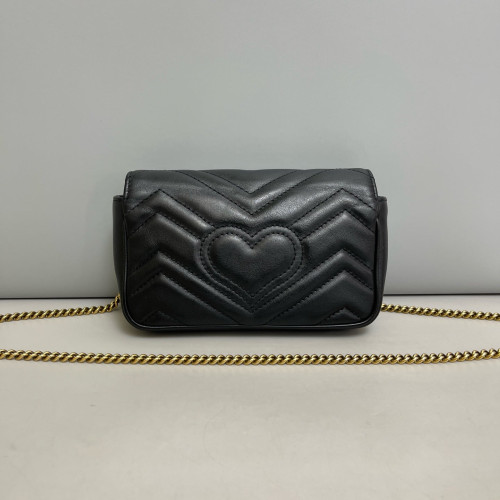 Gucci Matelasse Super Mini GG Marmont Calfskin Black