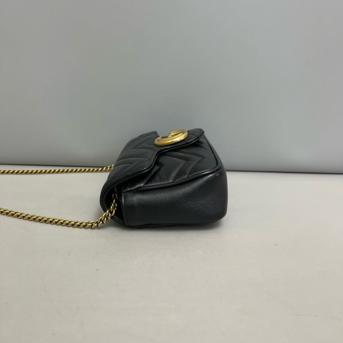 Gucci Matelasse Super Mini GG Marmont Calfskin Black