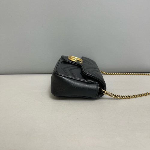 Gucci Matelasse Super Mini GG Marmont Calfskin Black