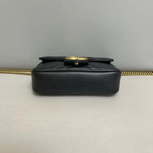Gucci Matelasse Super Mini GG Marmont Calfskin Black
