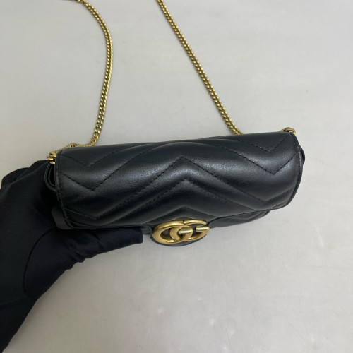 Gucci Matelasse Super Mini GG Marmont Calfskin Black