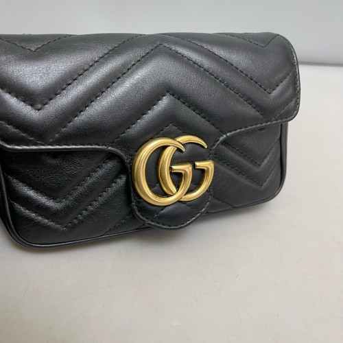 Gucci Matelasse Super Mini GG Marmont Calfskin Black