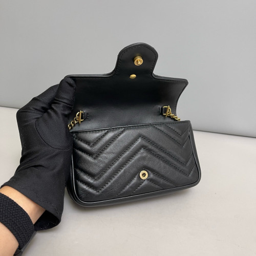 Gucci Matelasse Super Mini GG Marmont Calfskin Black