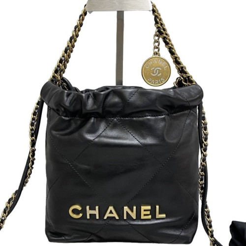 Chanel Quilted Mini 22 Bag Calfskin Black