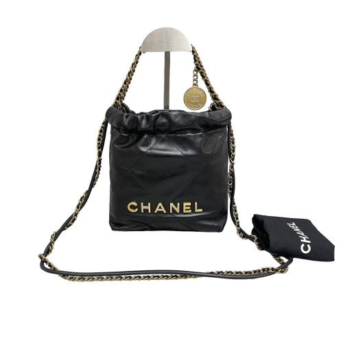 Chanel Quilted Mini 22 Bag Calfskin Black