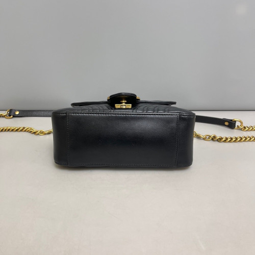 Gucci Matelasse Mini GG Marmont Top Handle Shoulder Bag Calfskin Black