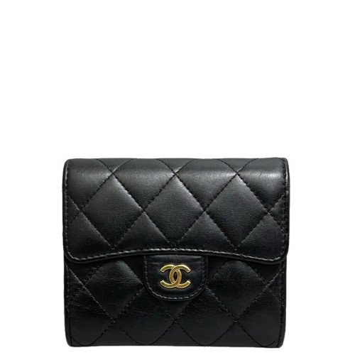 Chanel Quilted Flap Wallet Lambskin Black