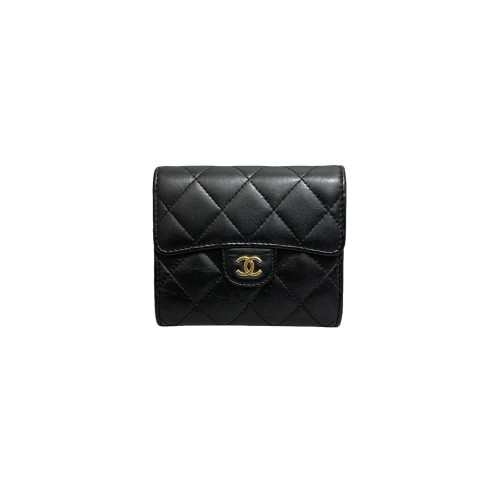 Chanel Quilted Flap Wallet Lambskin Black