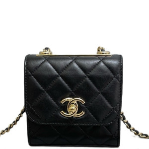 Chanel Quilted Mini Trendy CC Clutch With Chain Lambskin Black