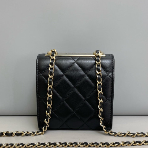 Chanel Quilted Mini Trendy CC Clutch With Chain Lambskin Black