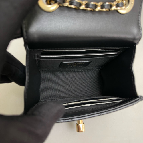 Chanel Quilted Mini Trendy CC Clutch With Chain Lambskin Black